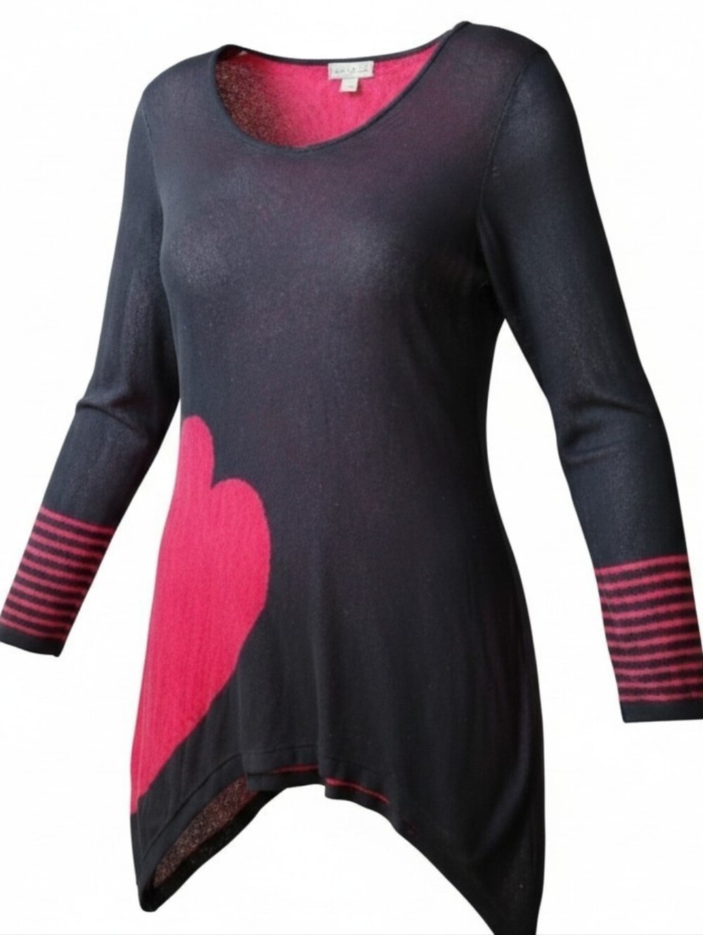LIVE & LET LIVE | Red Black Heart Sharkbite Tunic Sweater Valentine Goth | XL